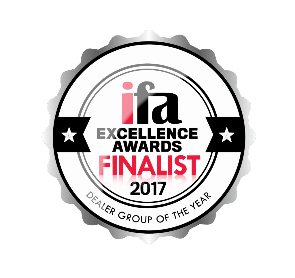 Shartru Wealth ifa Excellence Awards 2017 finalist badge for Dealer Group of the Year.