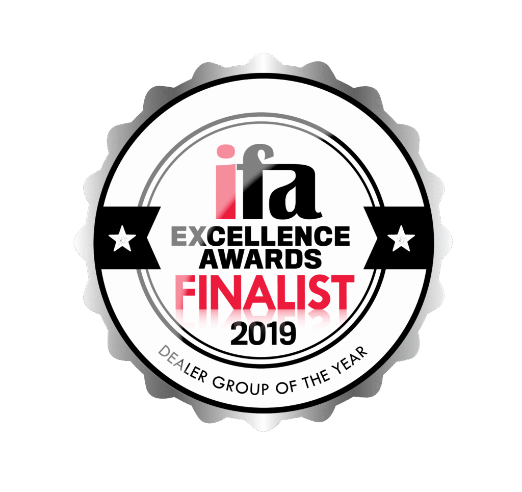 Shartru Wealth ifa Excellence Awards 2019 finalist badge for Dealer Group of the Year.